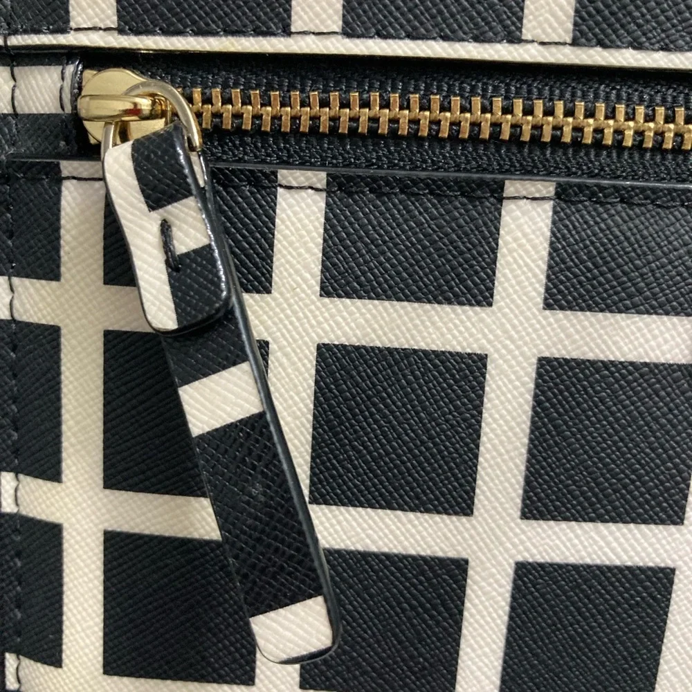 Kate Spade Laurel Way Tinie Checked Leather Wristlet, Black White, NWOT - Picture 5 of 14
